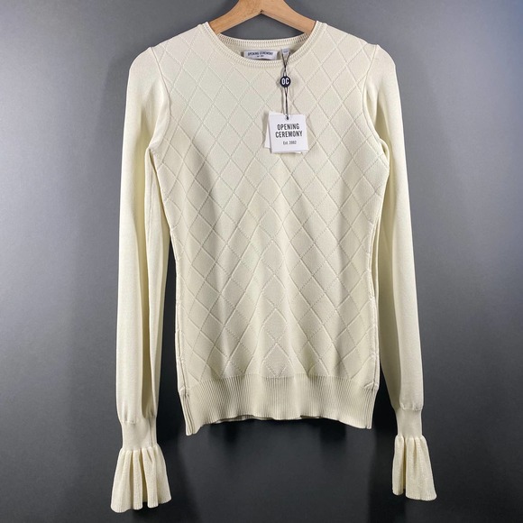 Opening Ceremony Pattern Flare Cuffs Ivory Sweater - Picture 3 of 15